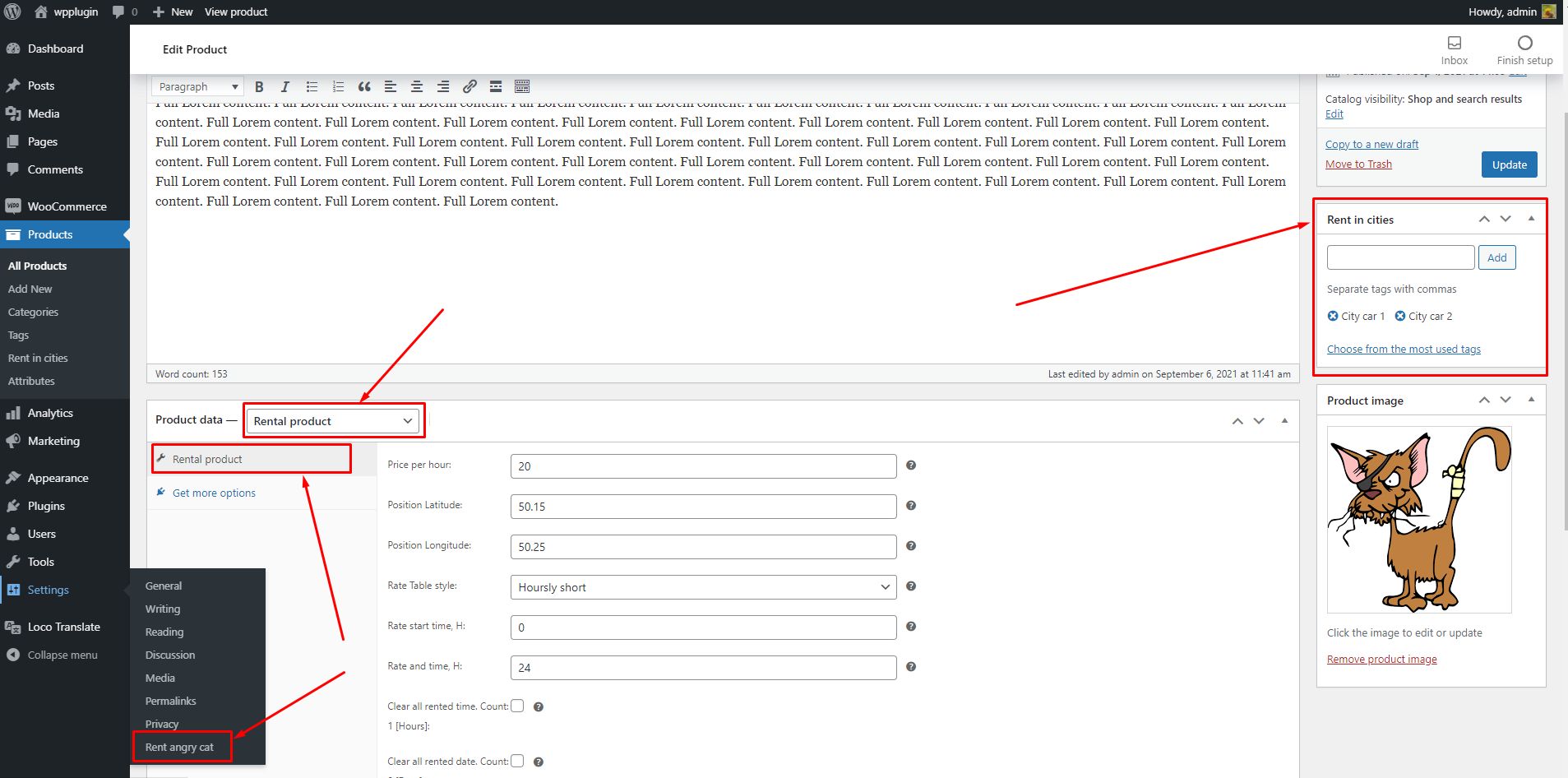 The plugin has a menu here.