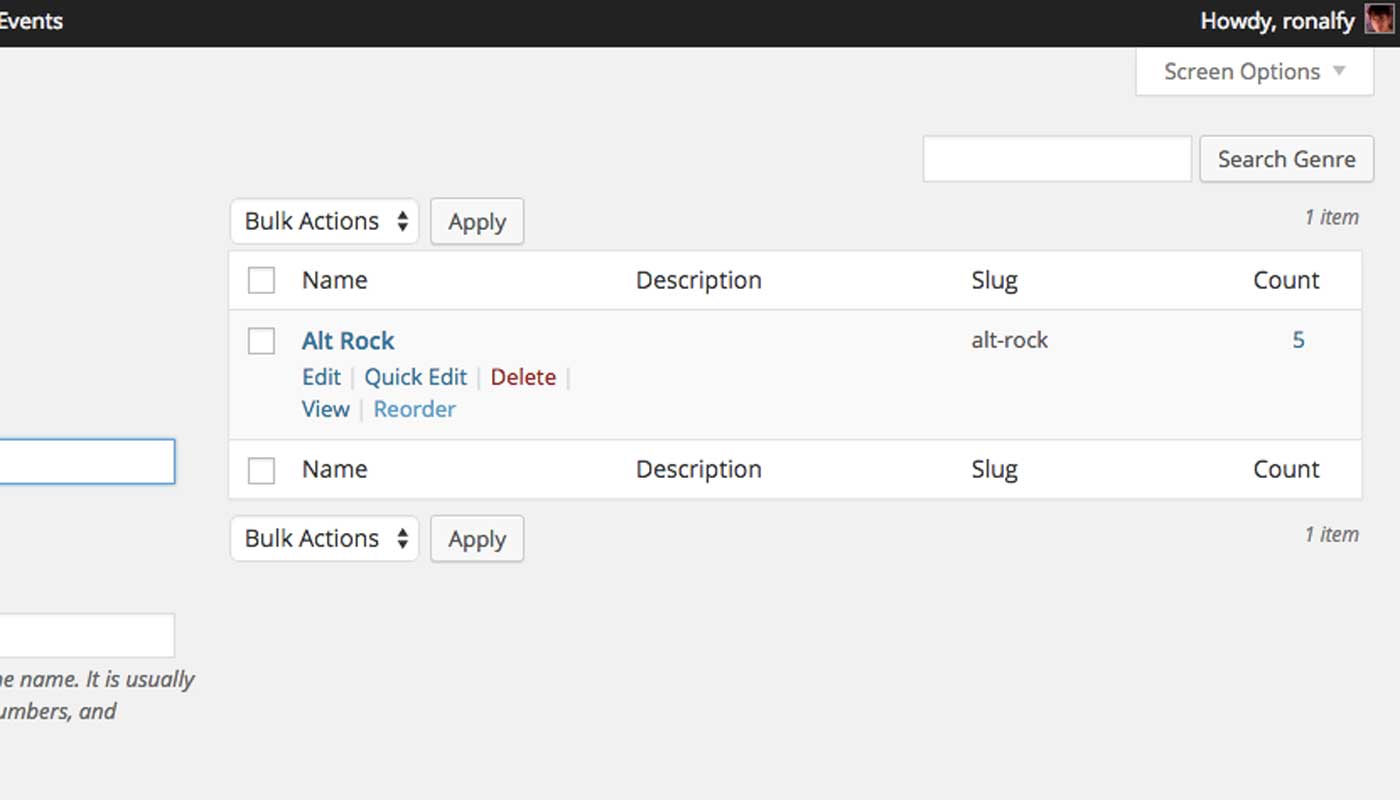 Convenient Reorder shortcut when browsing terms within a taxonomy.