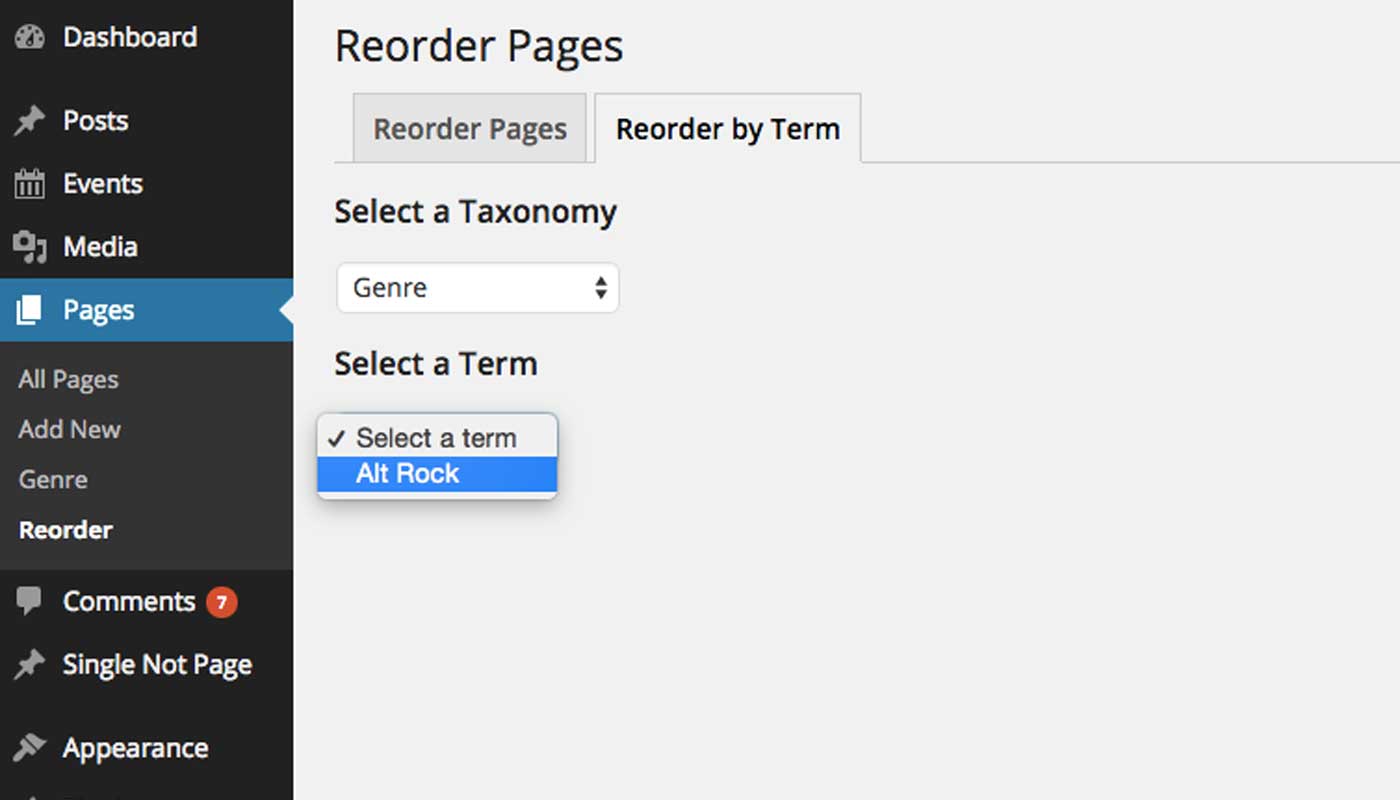 Then select a term to reorder...