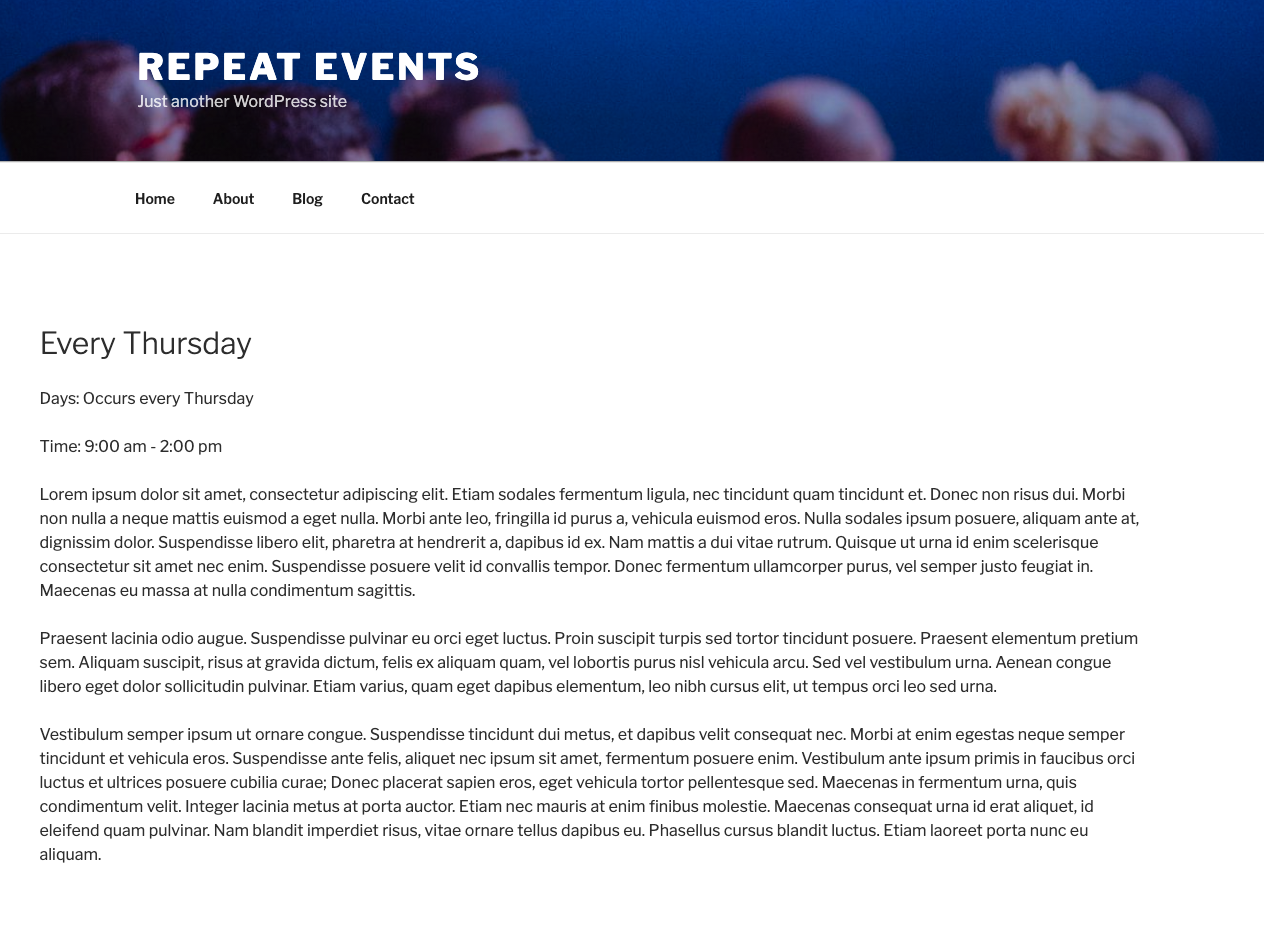 Single Event Page Example