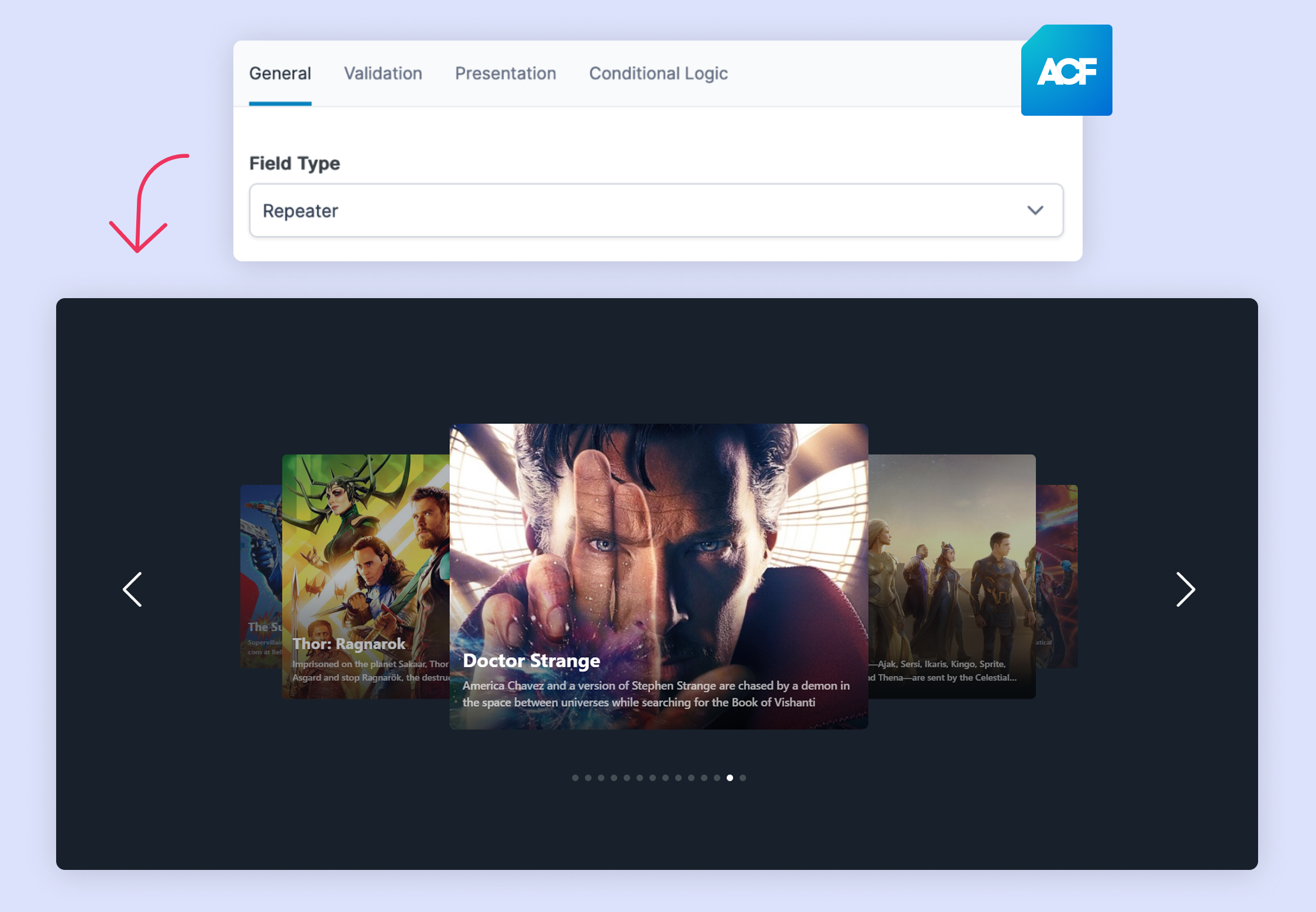 ACF Repeater Loop Builder - Carousel (Pro)