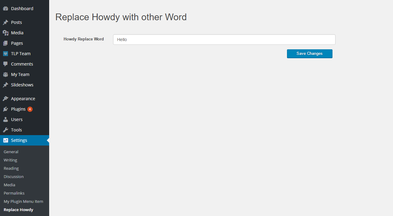 Plugin admin page.