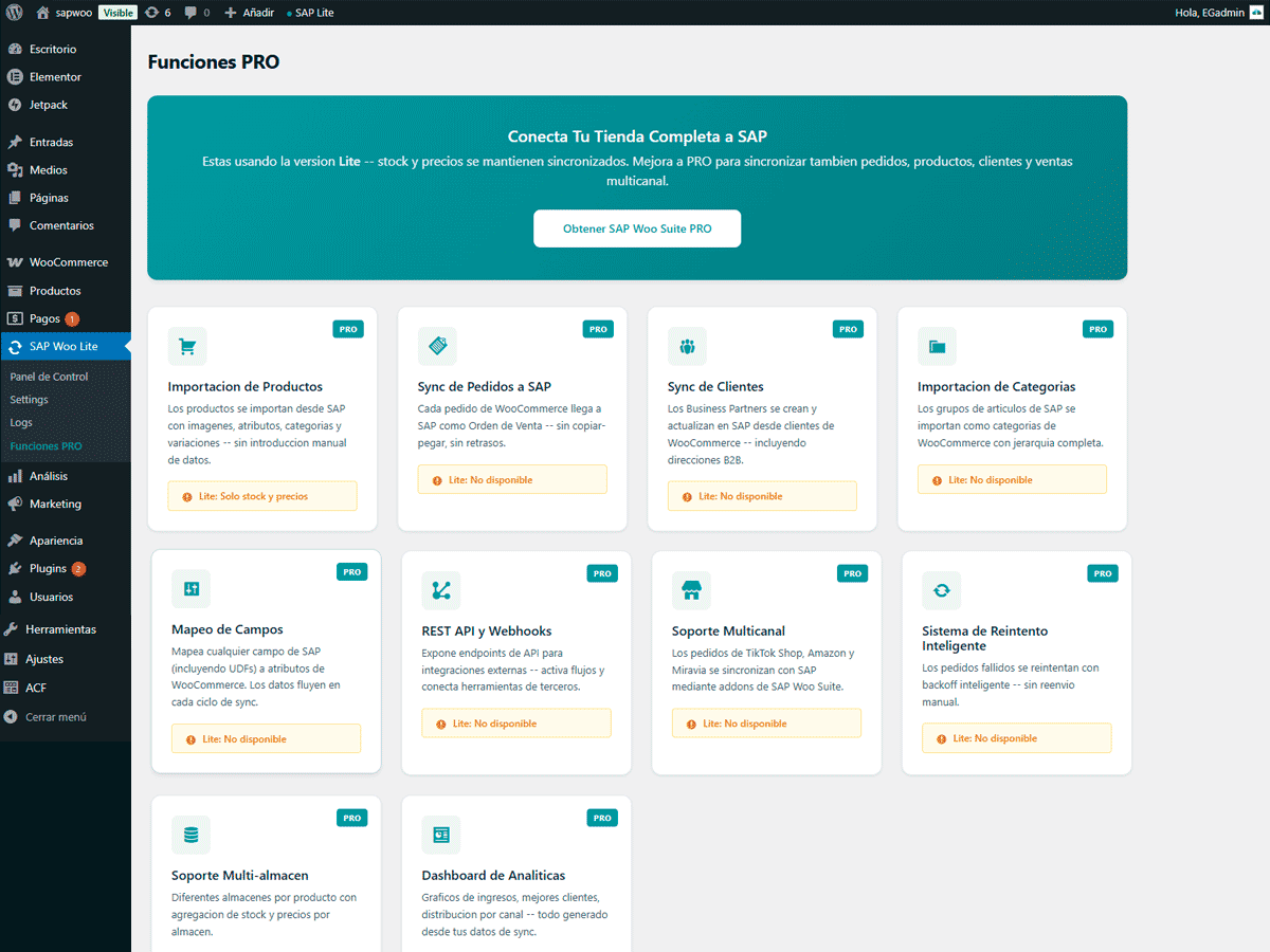Sync settings -- Select price list, warehouses, sync options and schedule