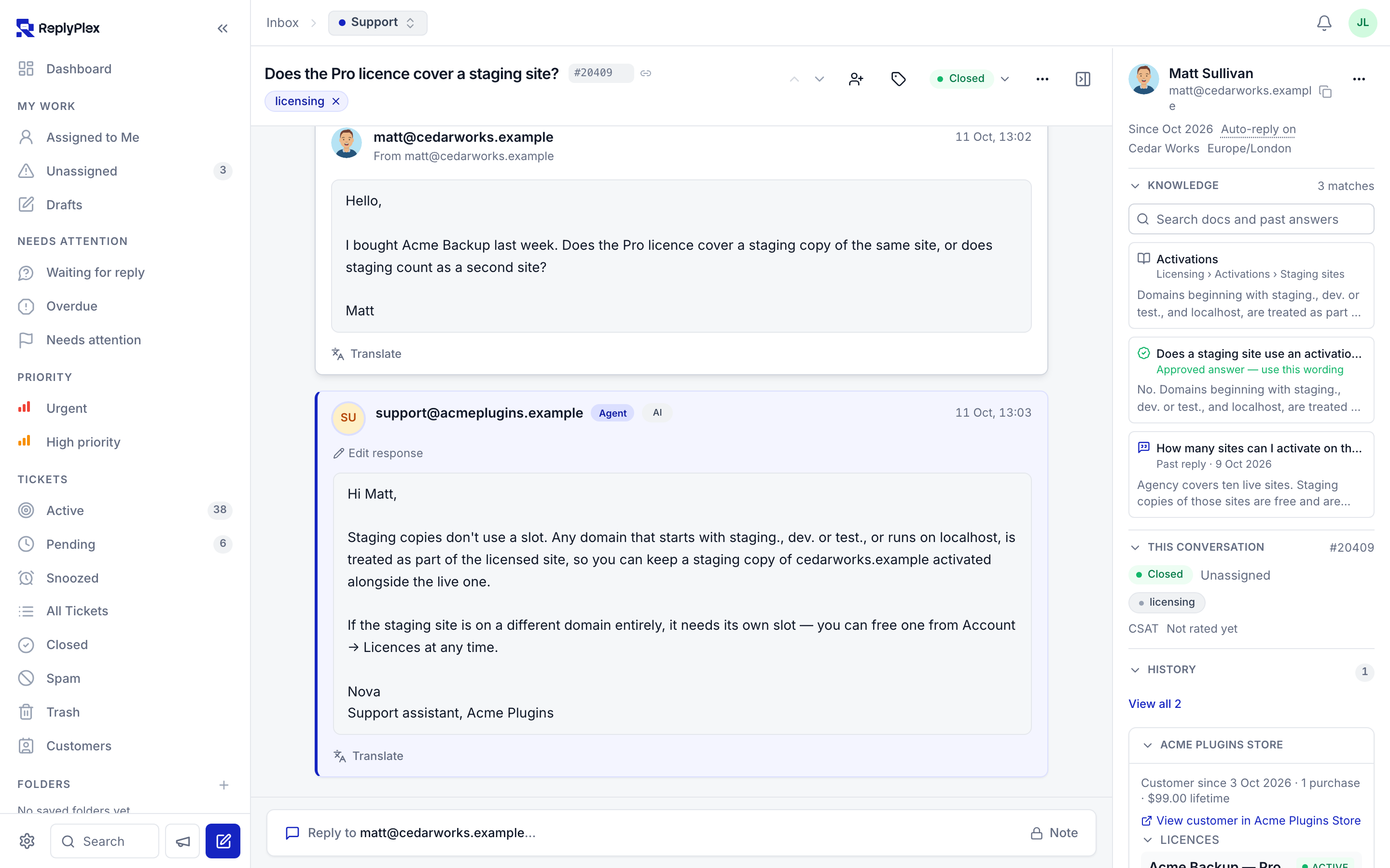 Answers: exact wording for the questions customers keep asking.