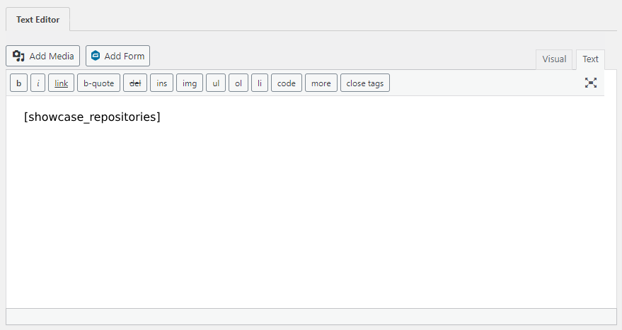 **Shortcode Usage** - Example of the shortcode used in a post or page.