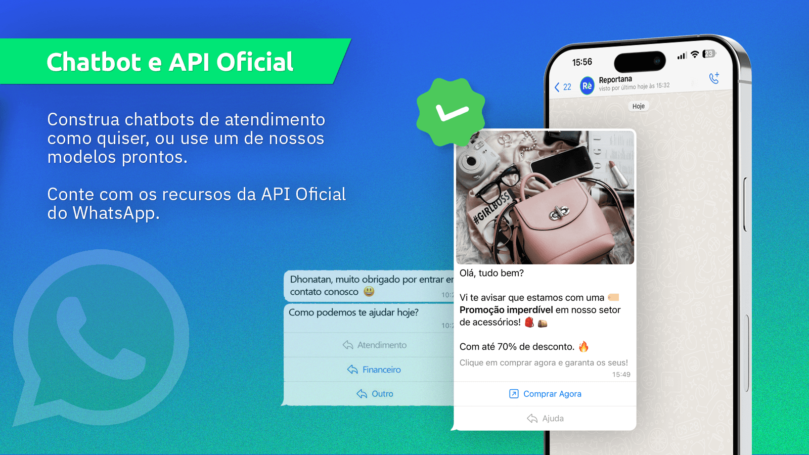 Create your own chatbot and integrate it with the Official WhatsApp API.