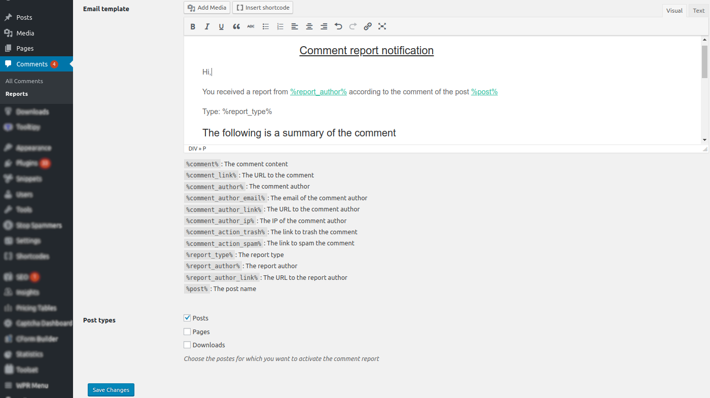 Custom E-Mail template using lots of shortcodes (modifiers)
