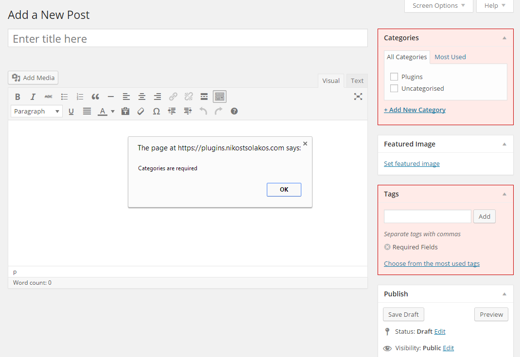 Example Categories Required