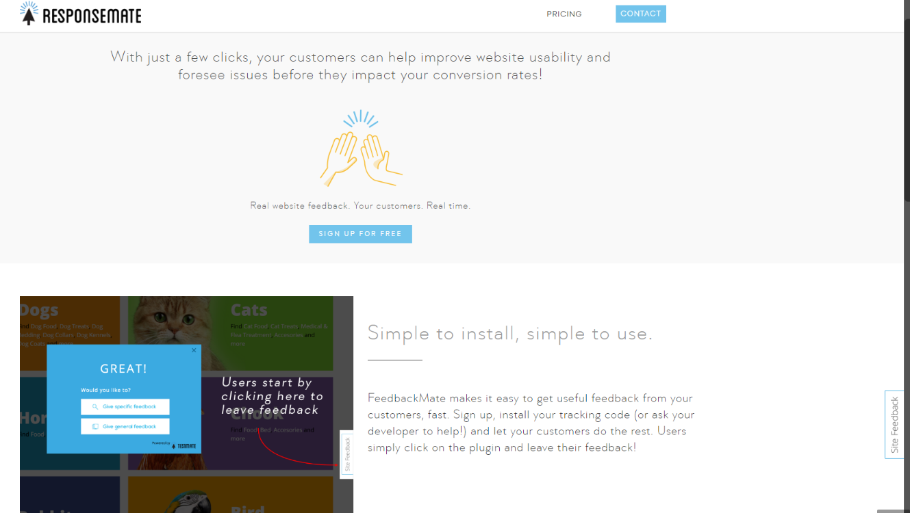 ResponseMate widget as floating item on your website screen