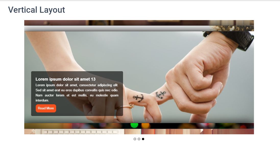 Vertical Layout with hover effect
