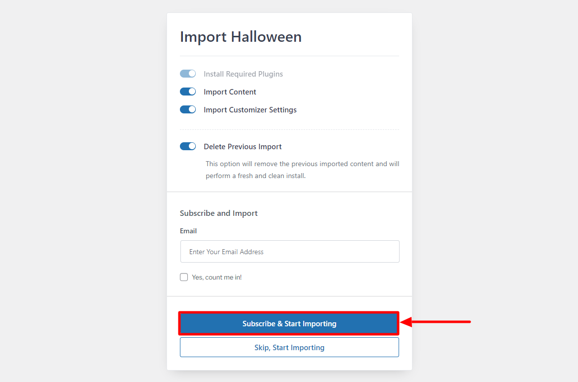 Template importing process.