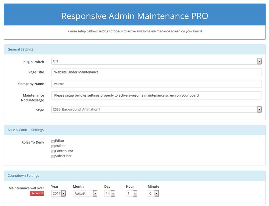 Settings Page