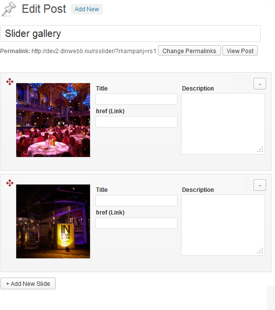 Add new slides inside gallery.