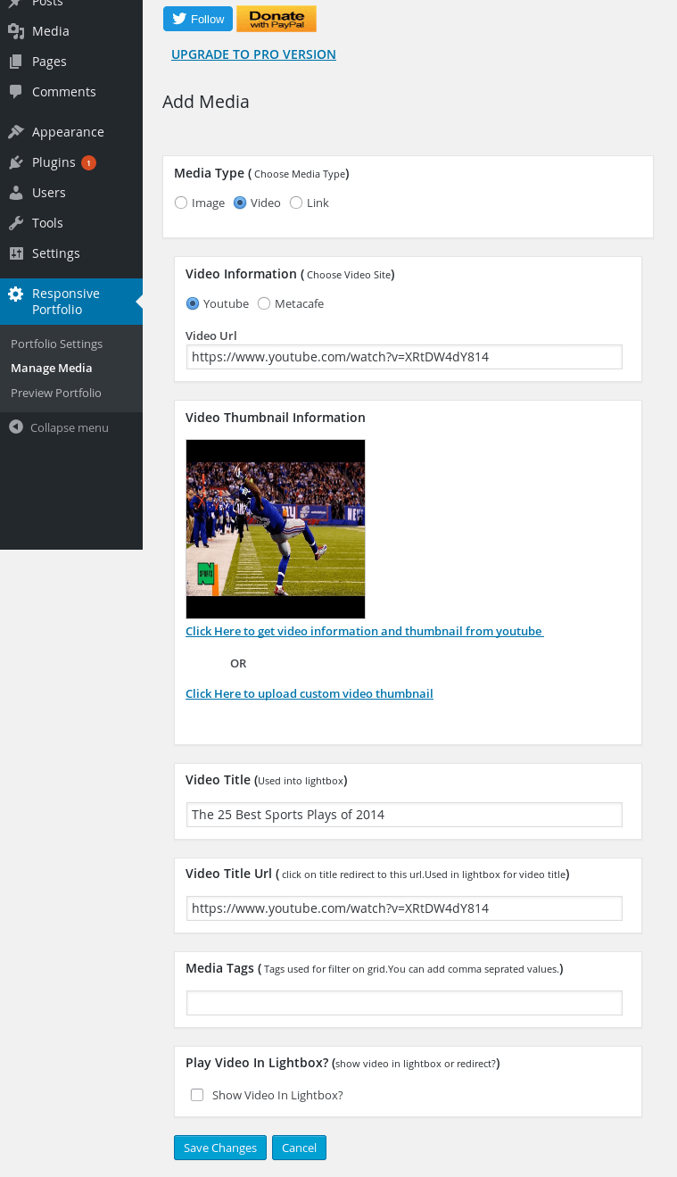 Video Play lightbox