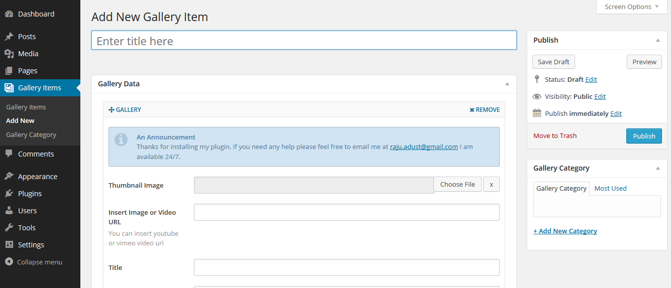 Option panel for this plugin.