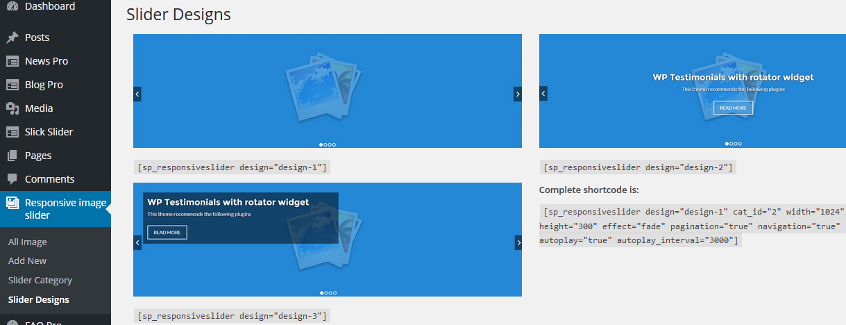 Setting page with fade effect