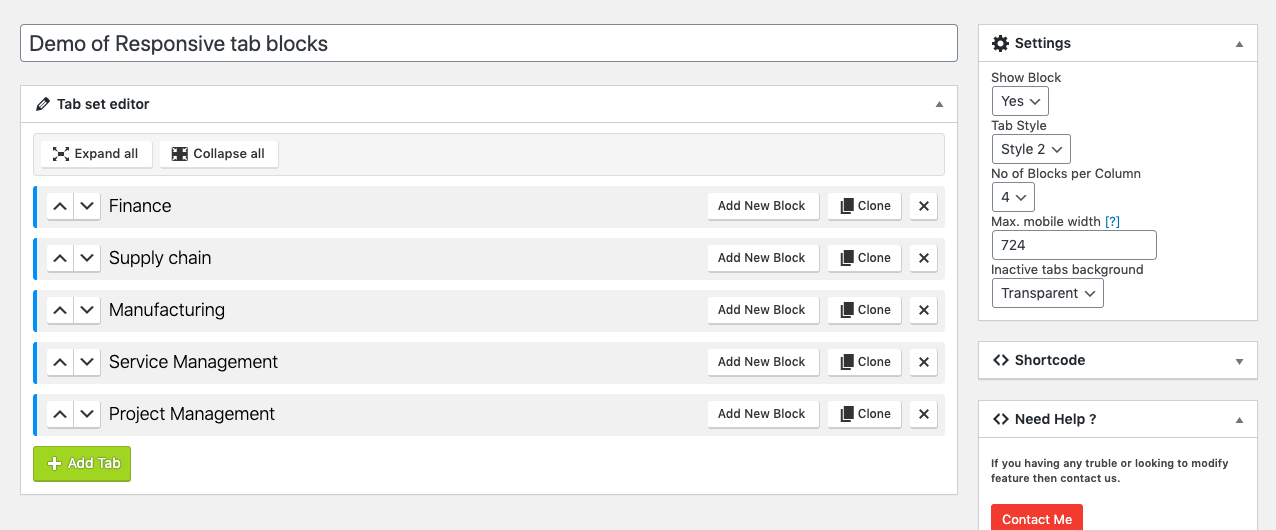 Adding a block (admin view)