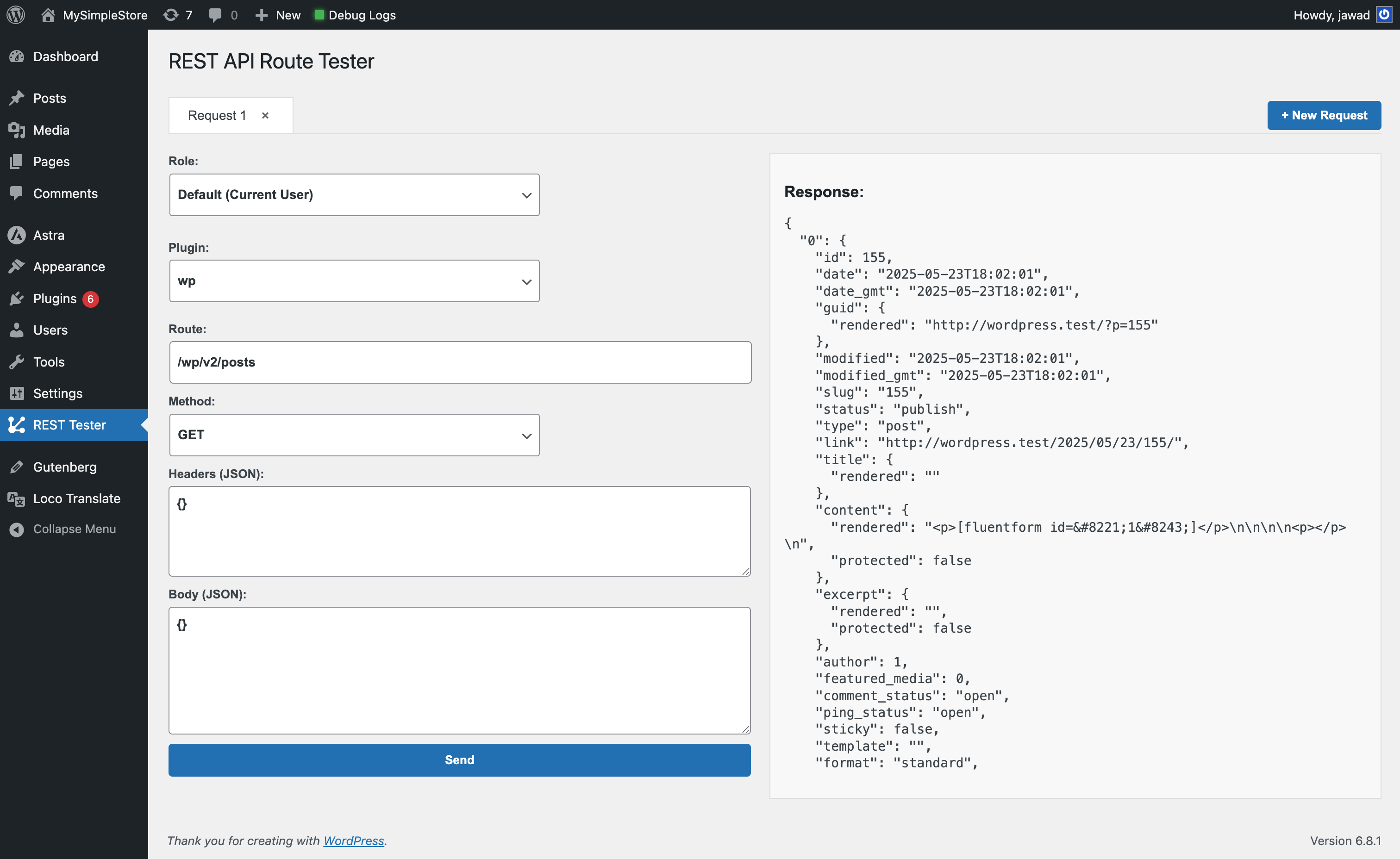 A simple get request to wp core for getting all the posts