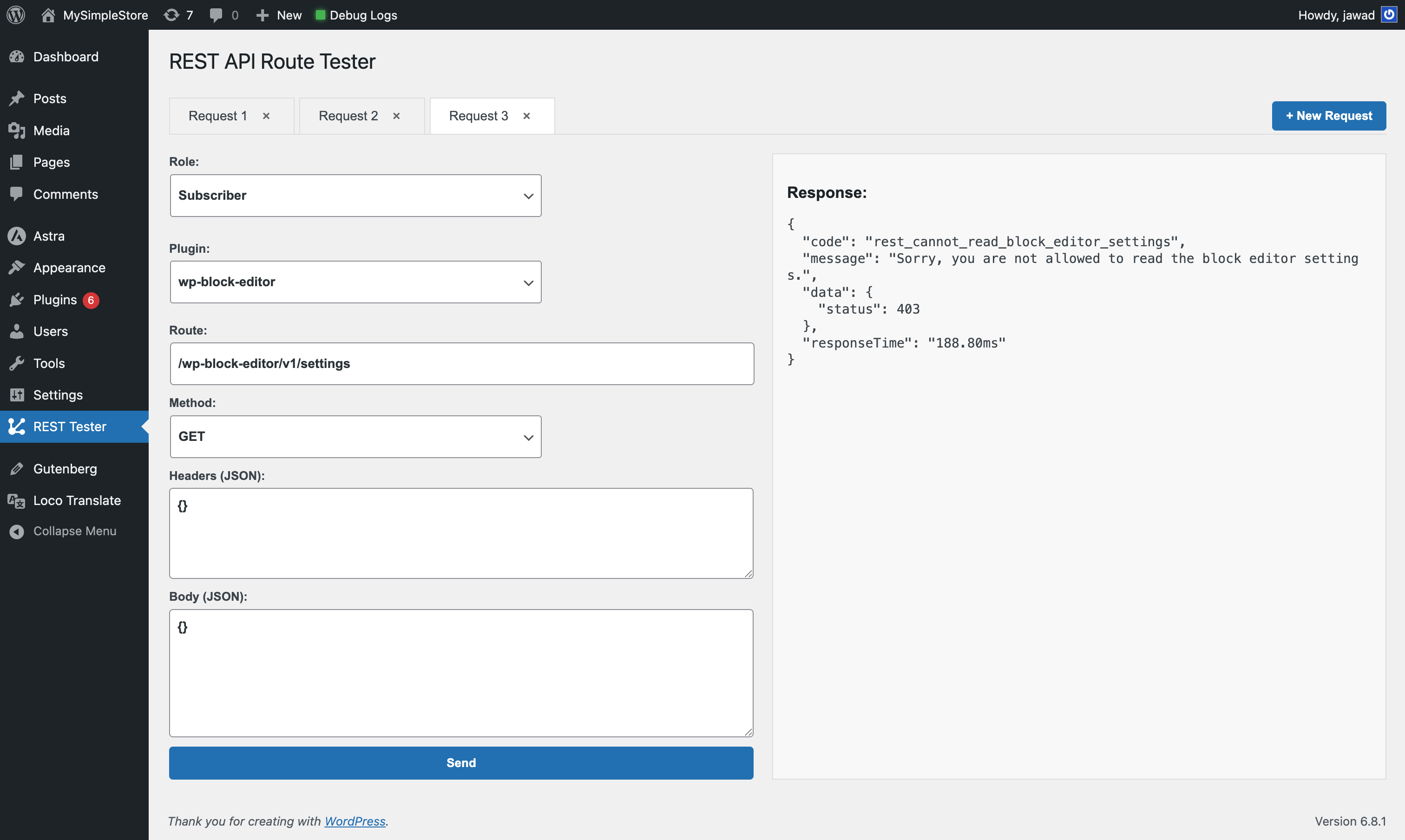 Change role and consider testing route authorization and validation
