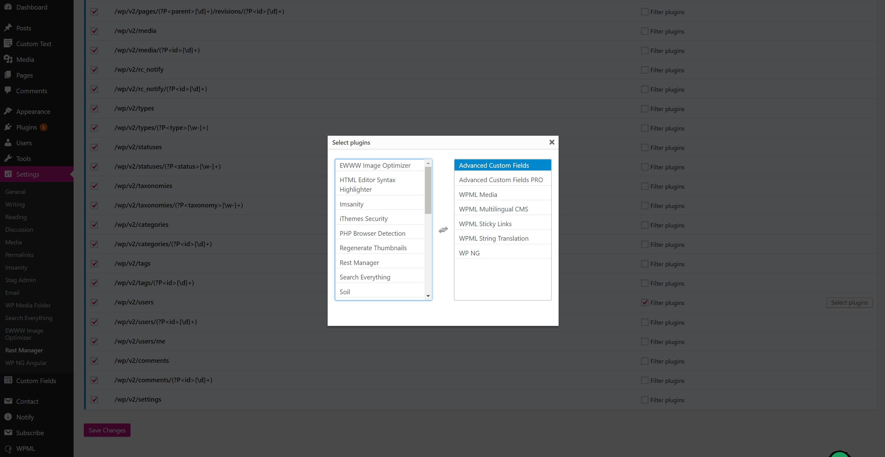Rest route filter plugin.