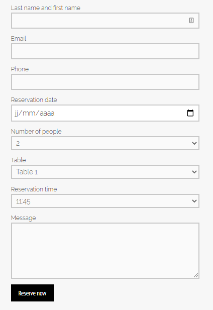 Booking form