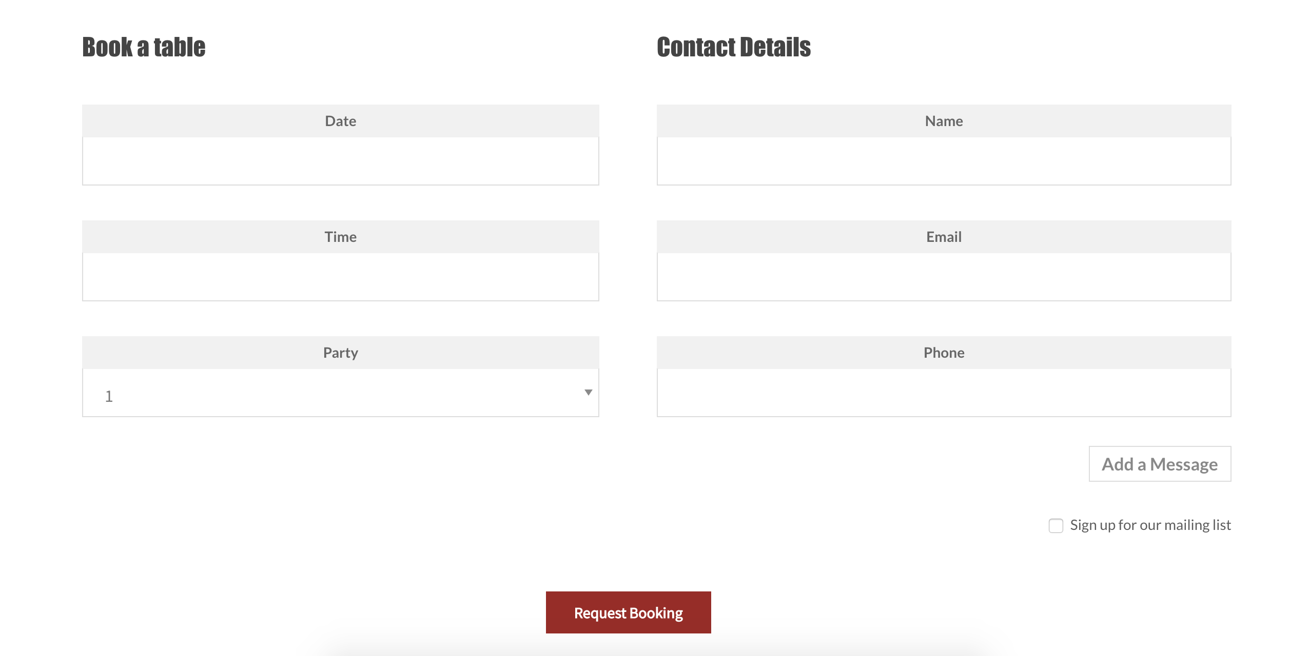 Adding the booking form block to a page.