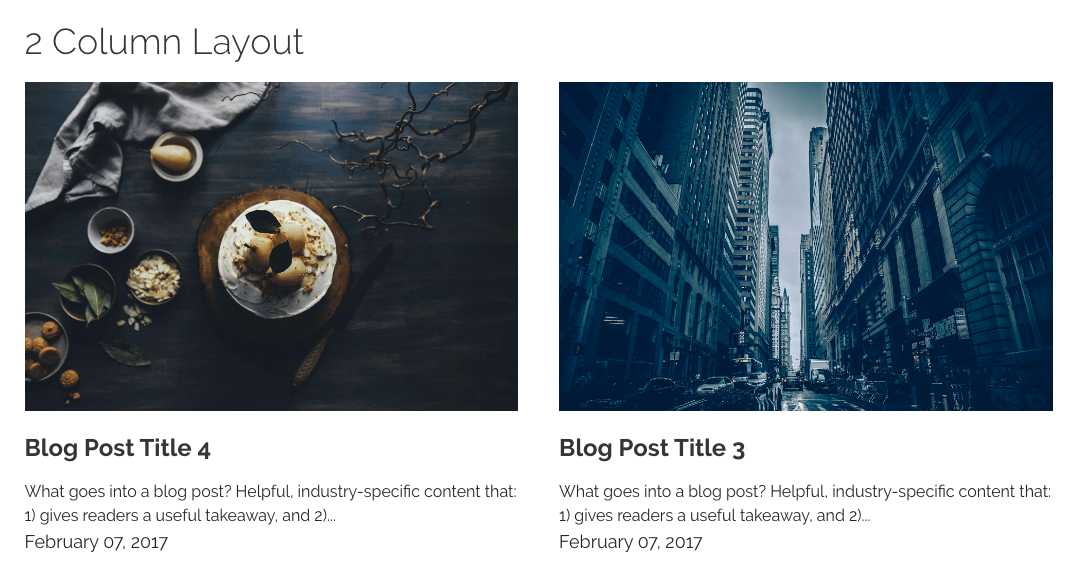 2 Column Layout with Shortcode