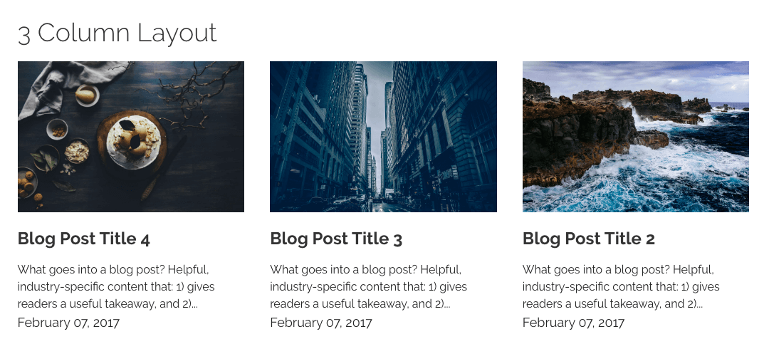 3 Column Layout with Shortcode