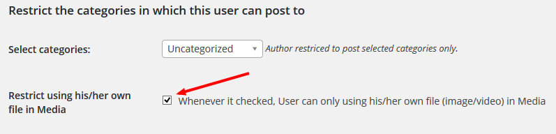 User now can be restricted using own file in media