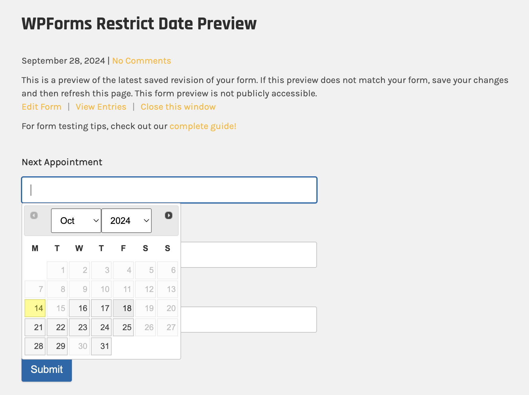 Frontend view