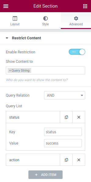 Query strings based restriction