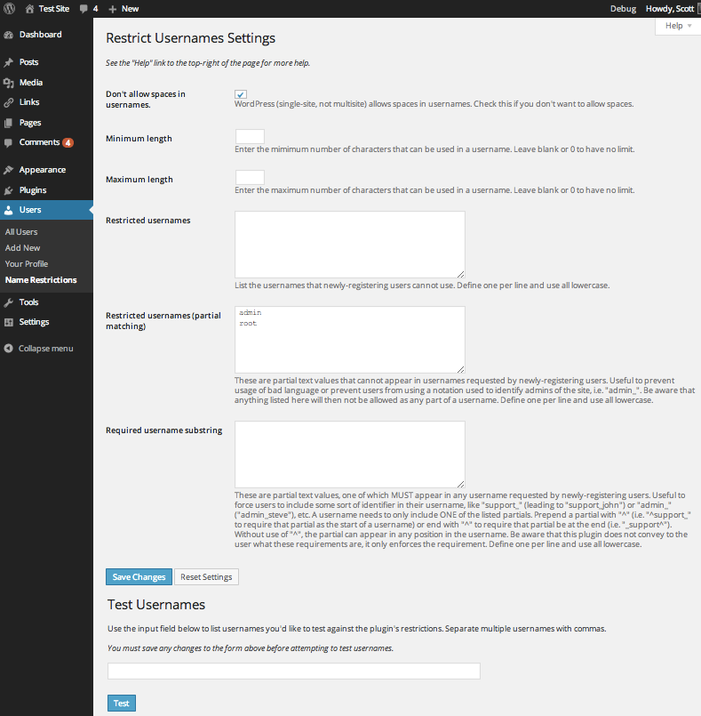 A screenshot of the plugin's admin settings page.