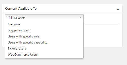 Content availability metabox which is visible in a post / page / custom post type screen in the admin panel