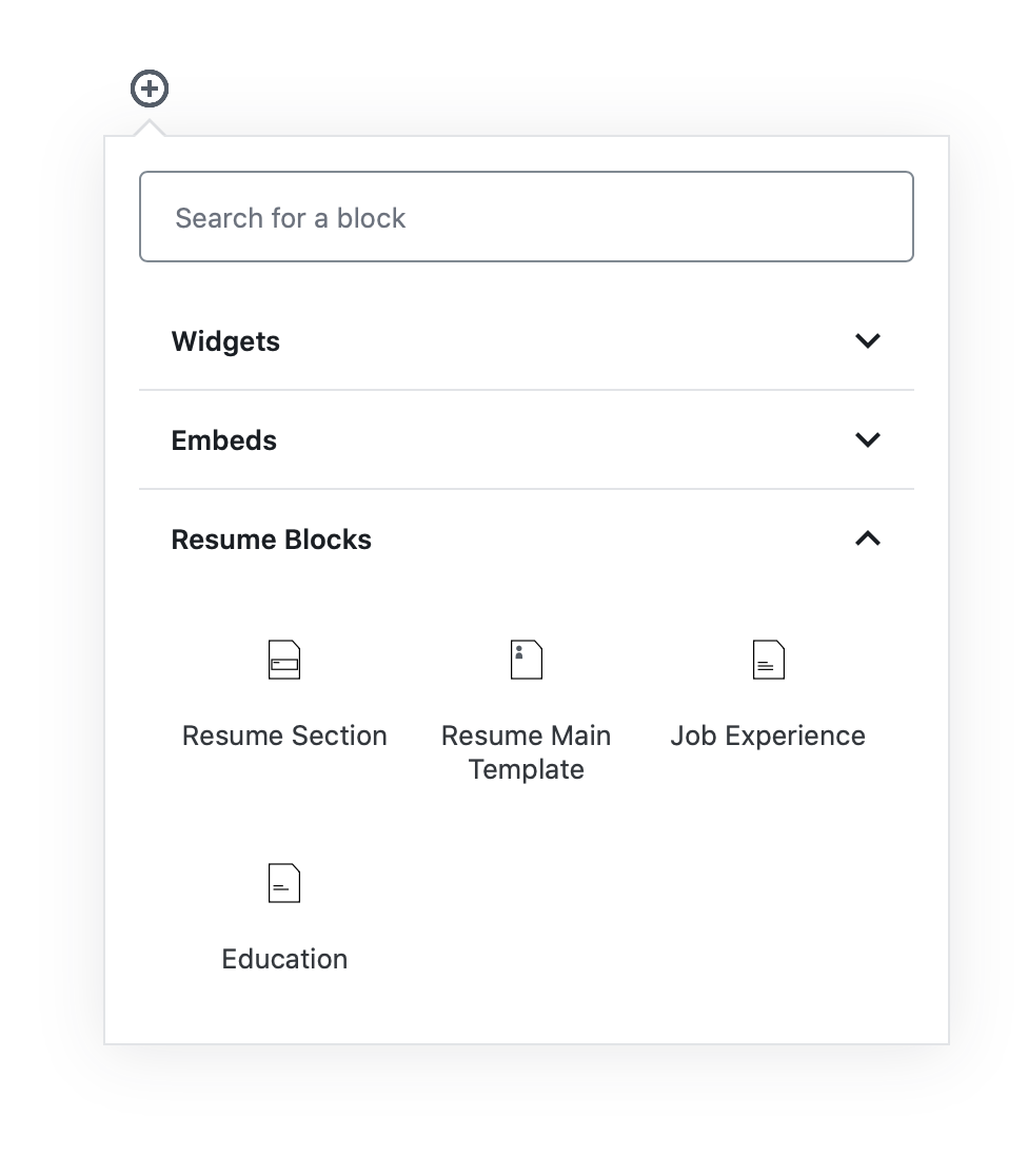 Resume Blocks Category