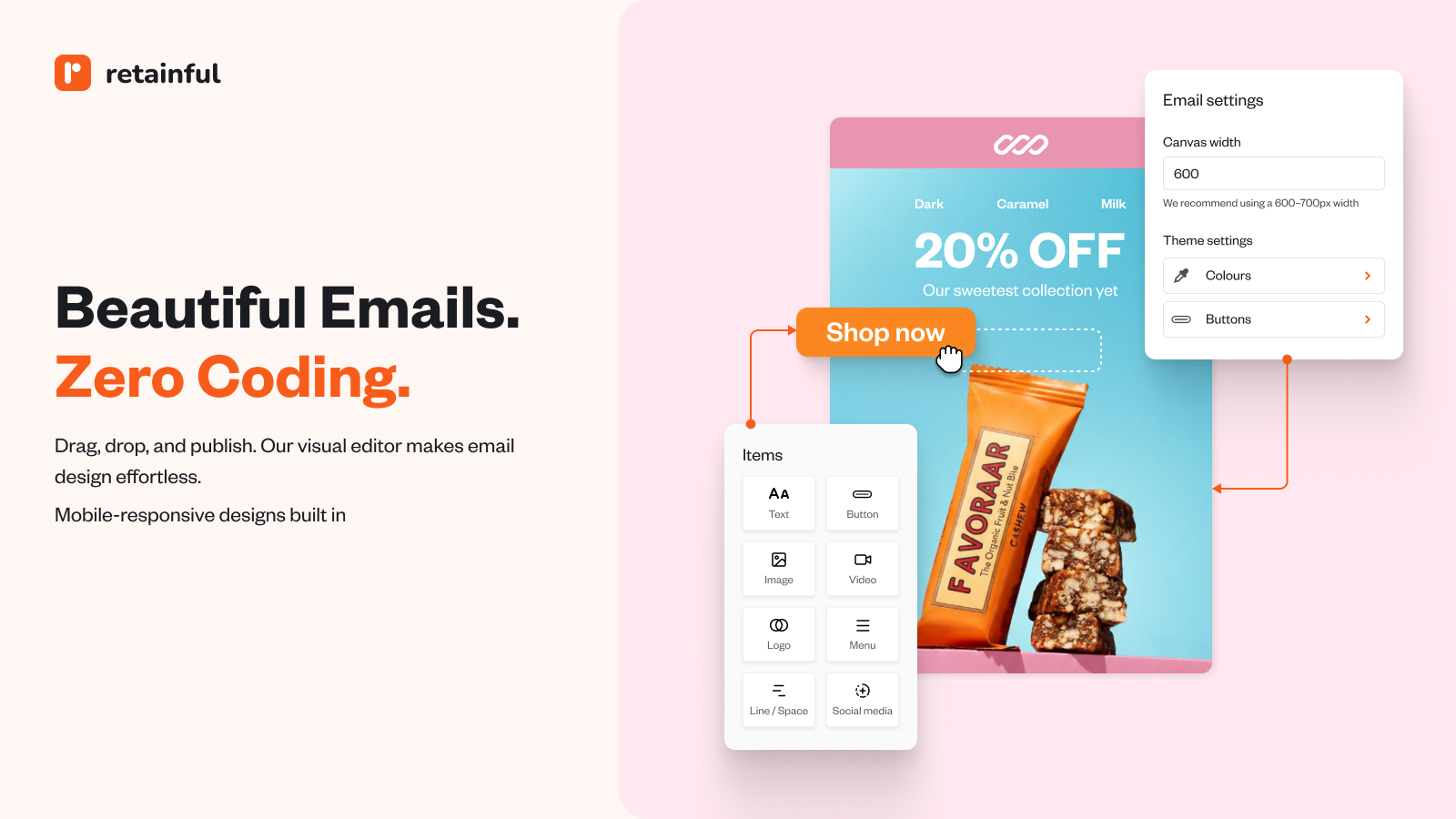**Drag and Drop Email Editor** – Build beautiful, mobile-responsive emails visually with WooCommerce product blocks
