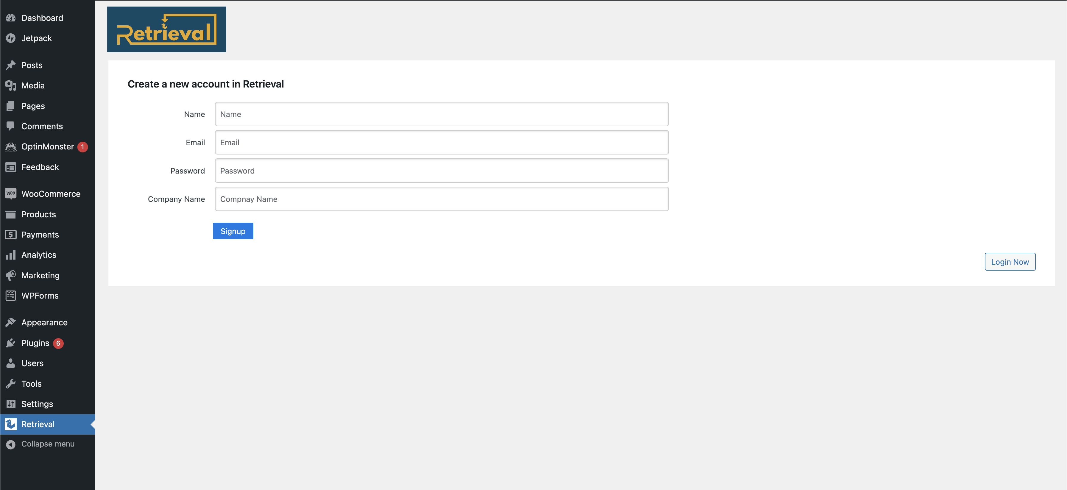 Register into Retrieval system.