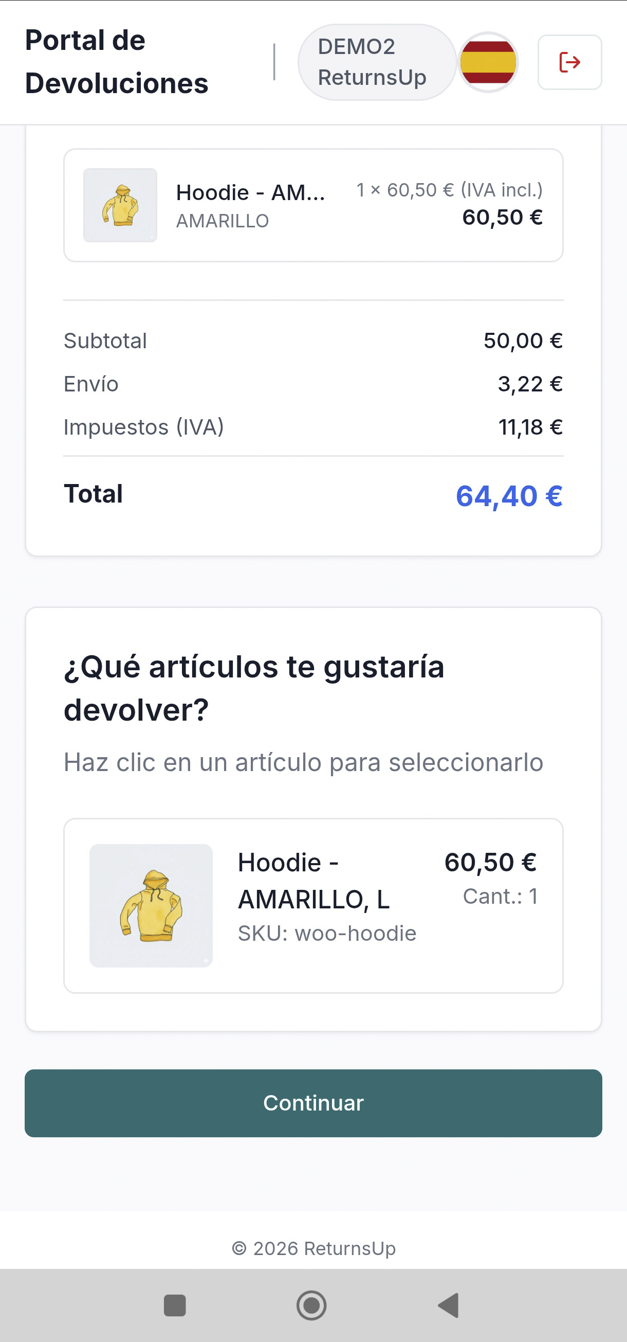 “Manage Returns” section in My Account.