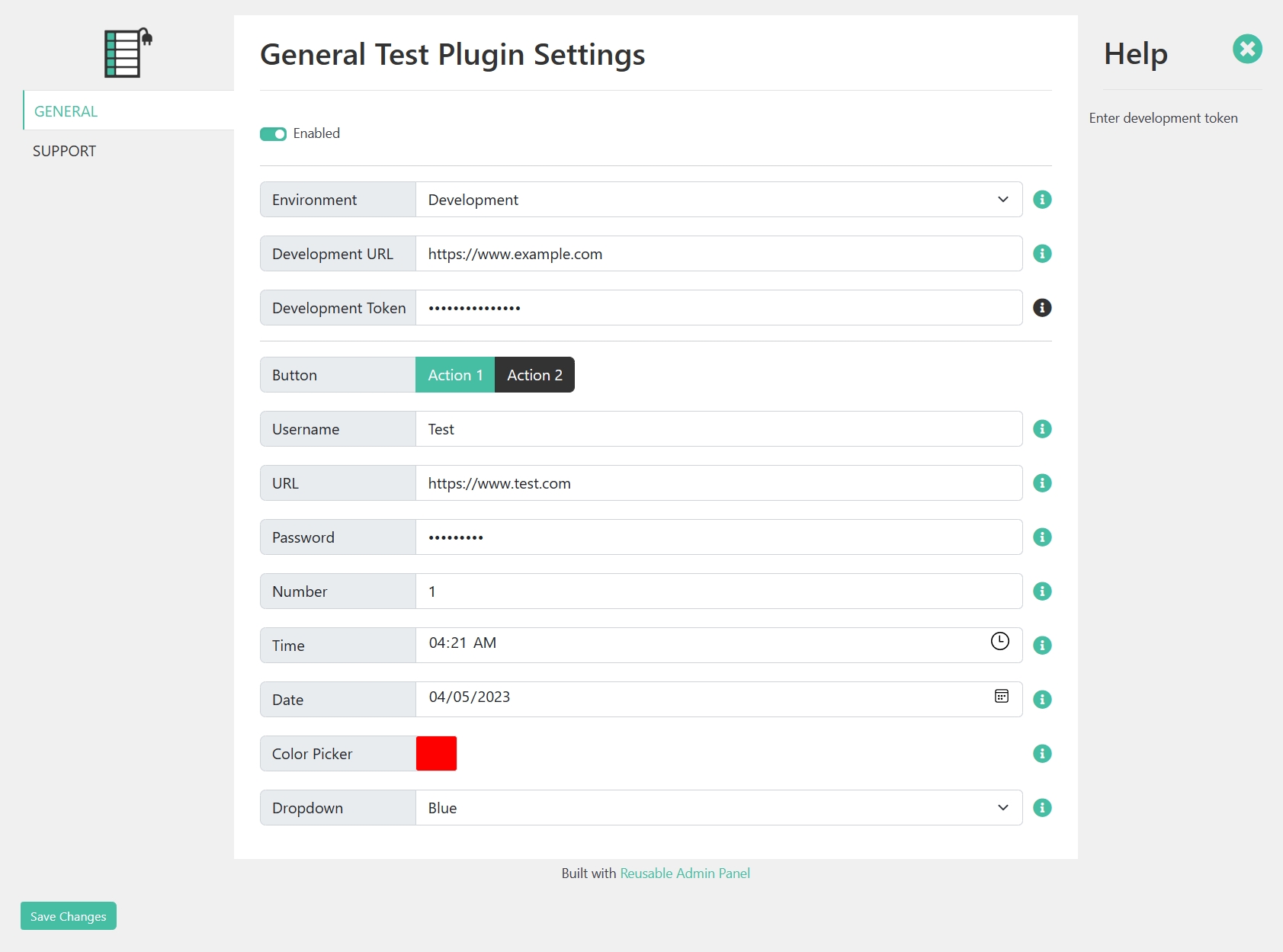 Plugin Panel expanded with help sidebar