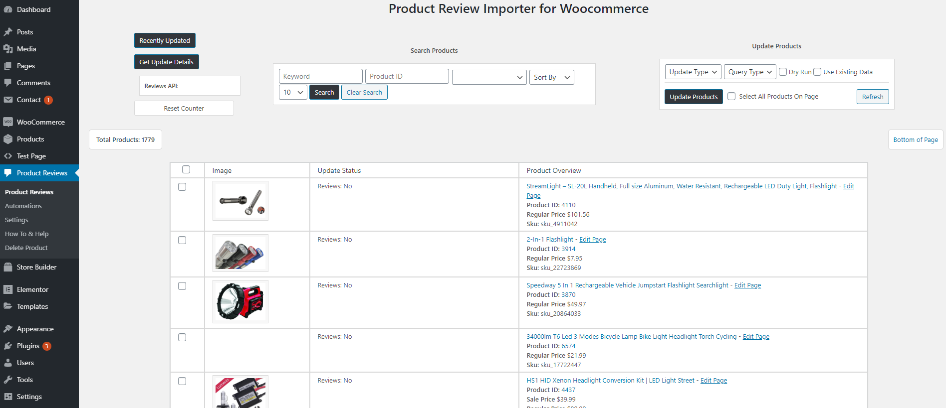 The plugin dashboard.