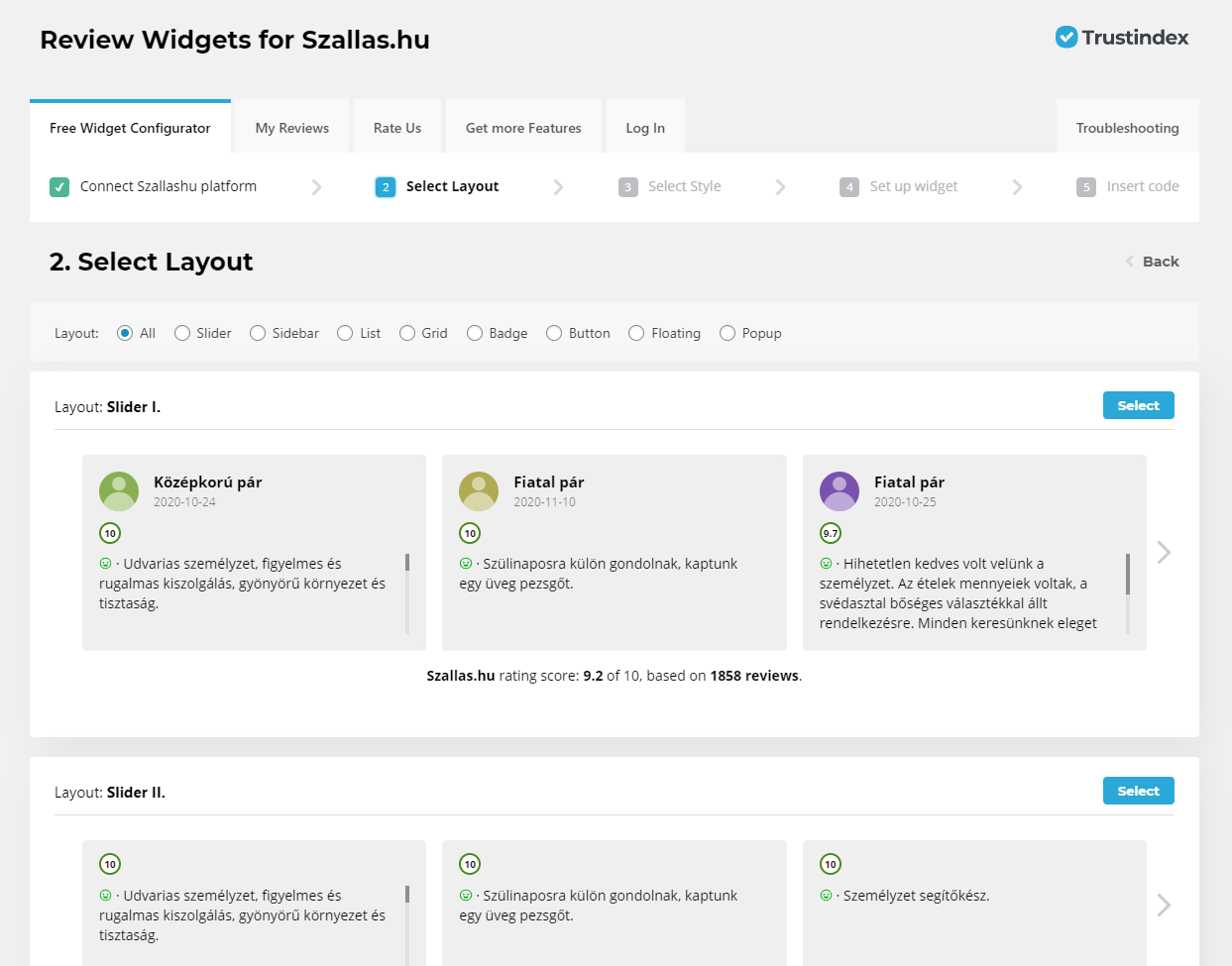 Select layouts easily