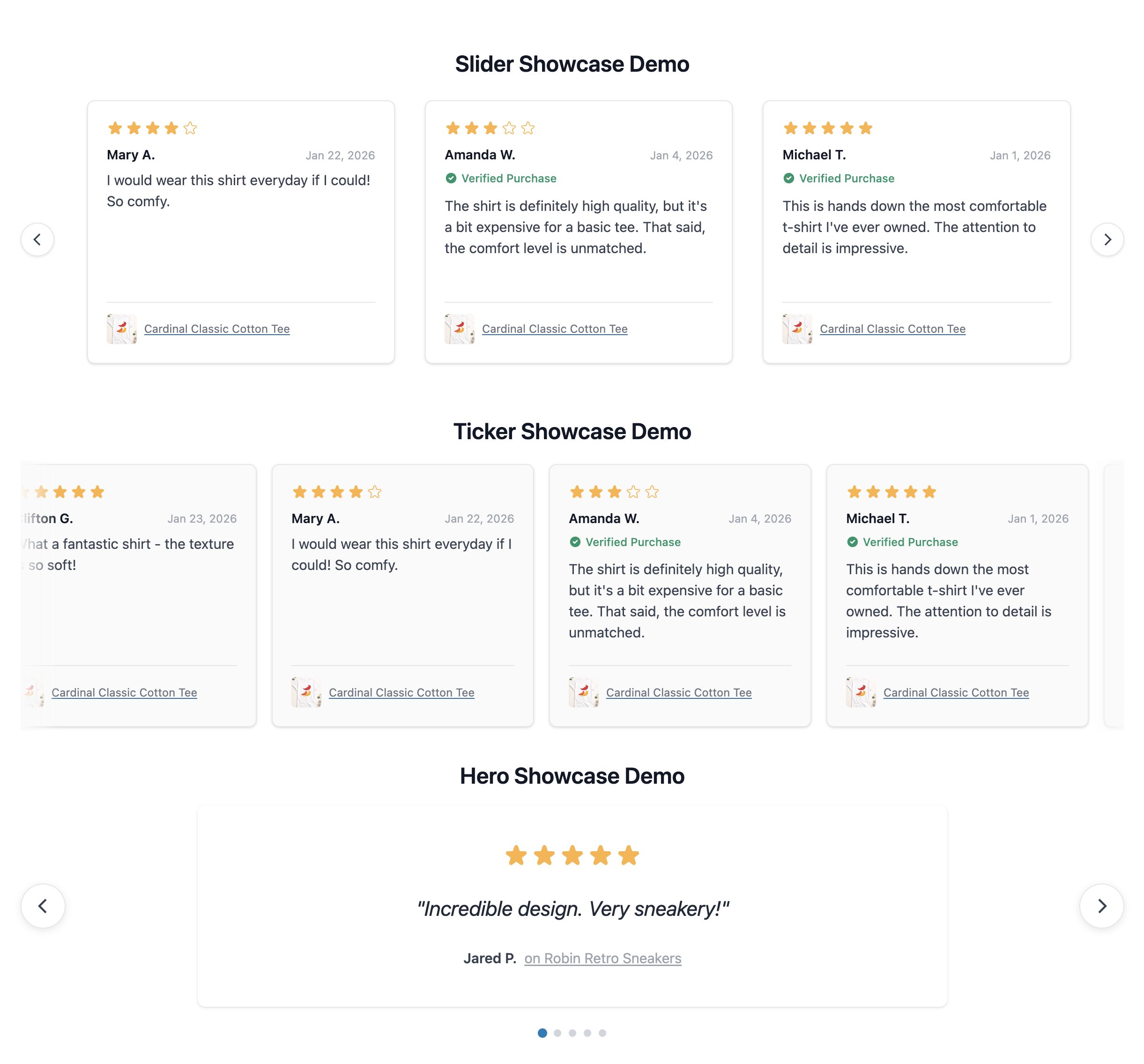 Review widget on product page