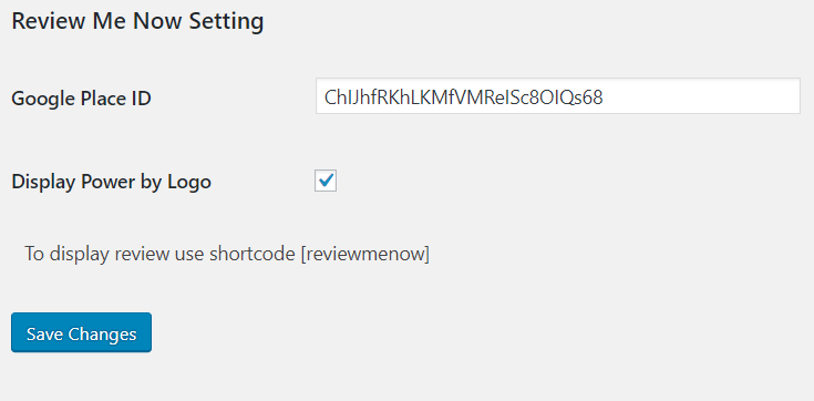 Review Me Now Setting Page
