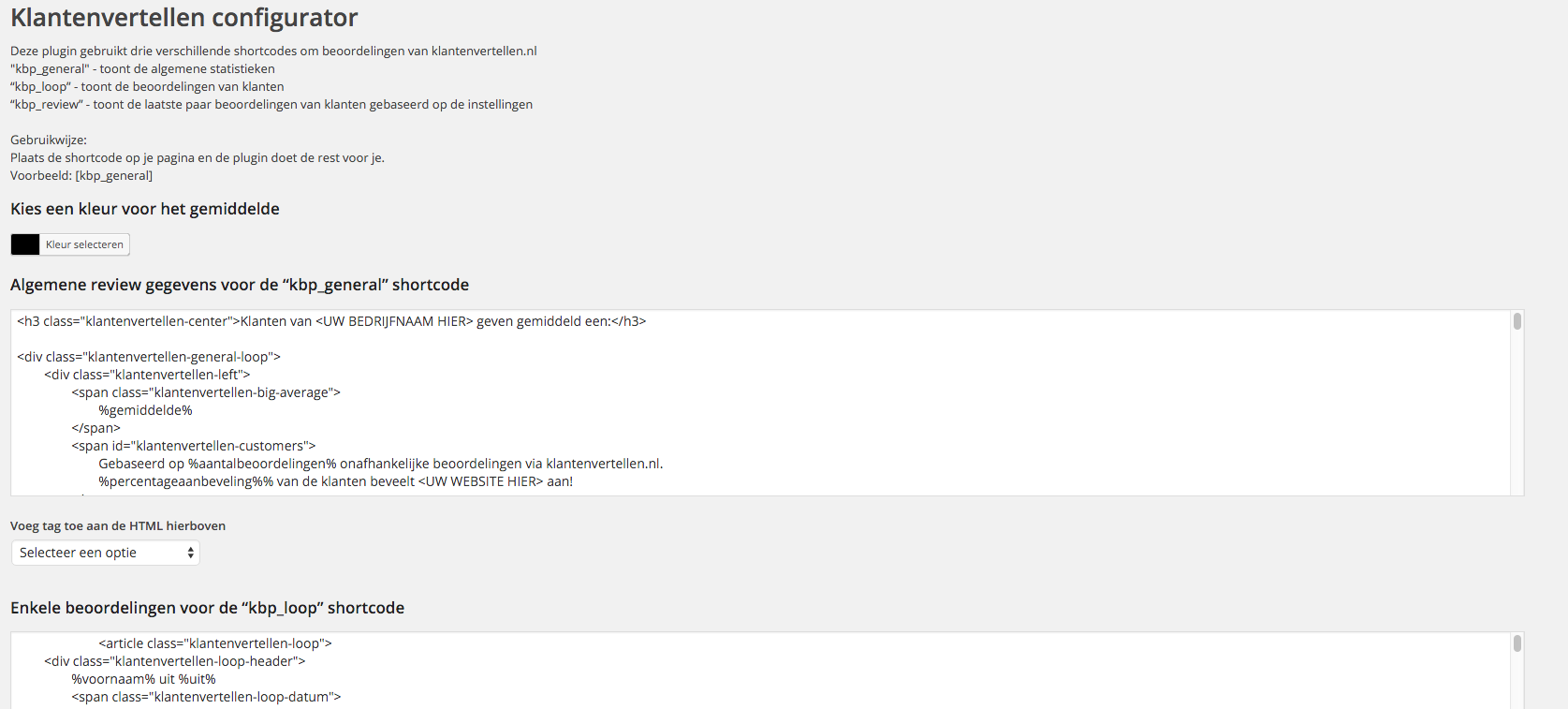 Klantenvertellen reviews configurator page