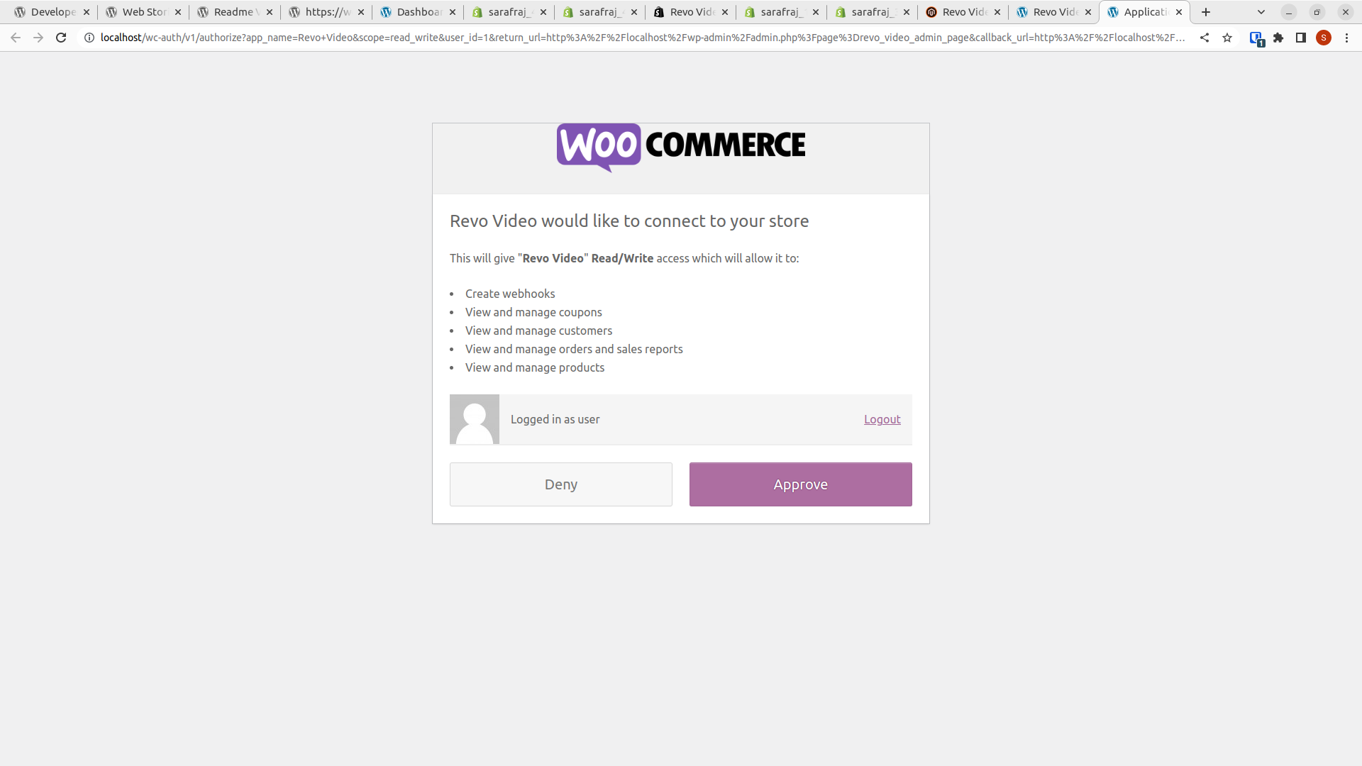 Connect Woocoomerce REST API to Revo Video