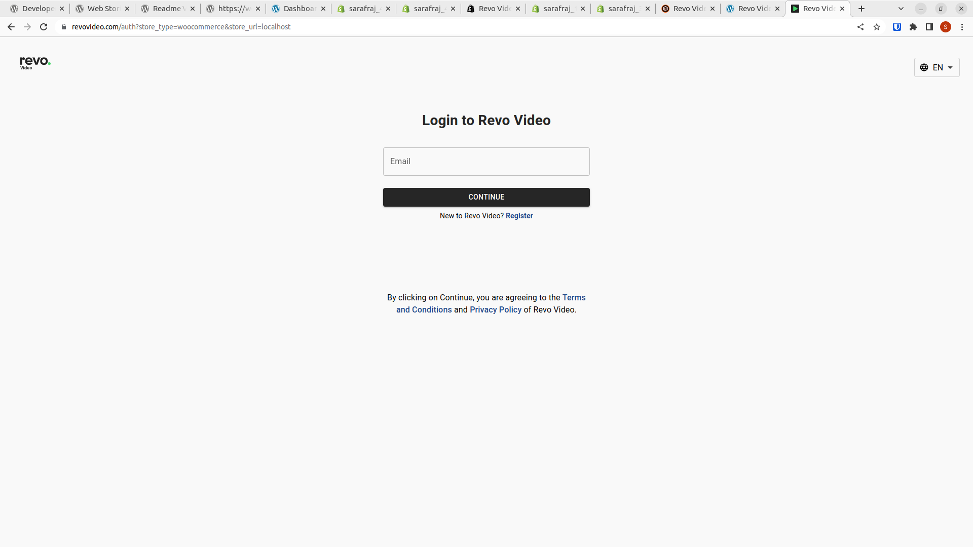 Revo Video Login/Signup Page