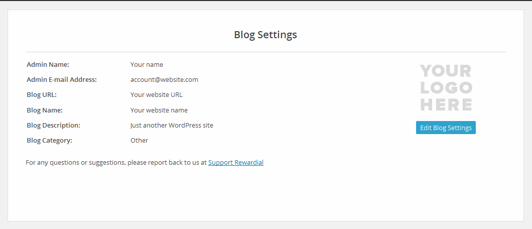 Blog settings.