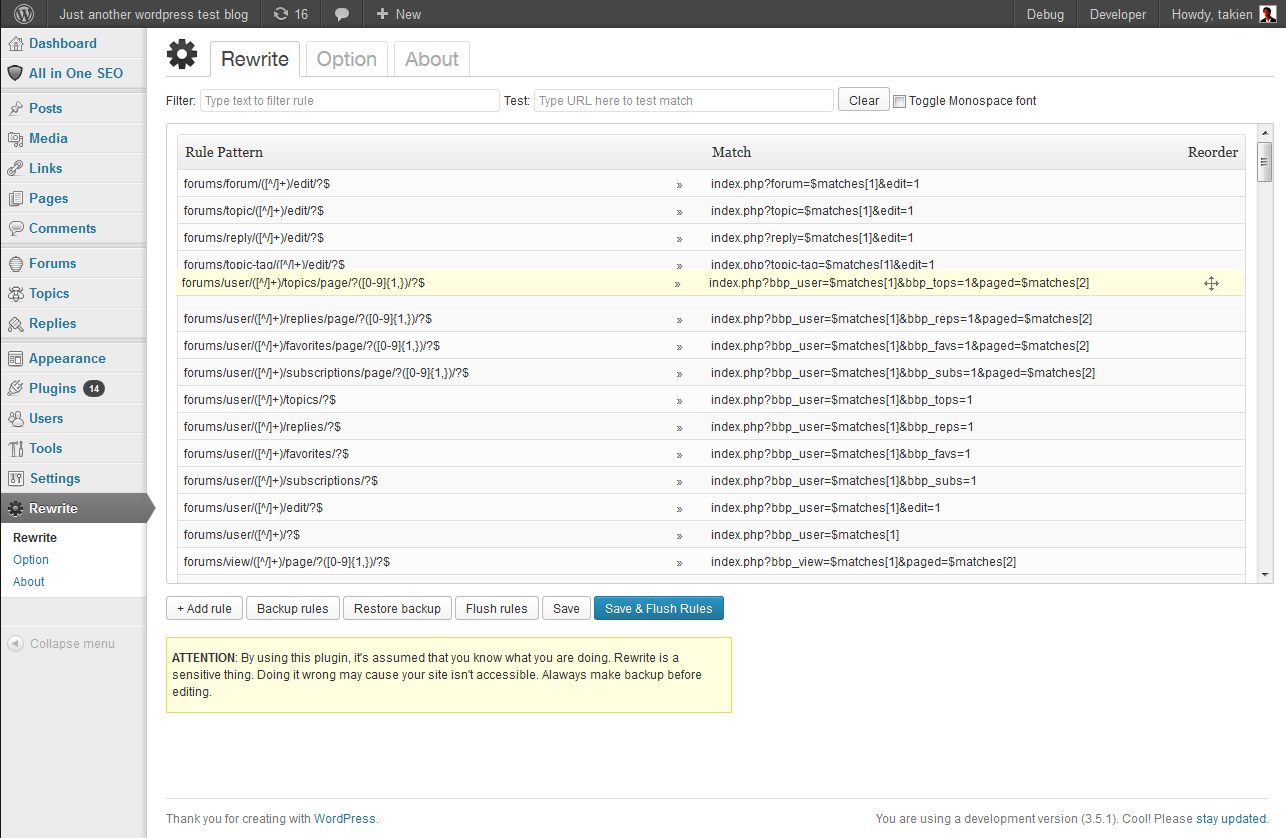 Drag and drop reorder rules (since 0.2).