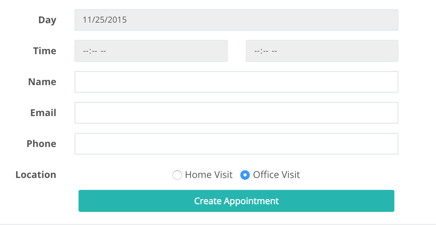 Generated form based on calendar settings