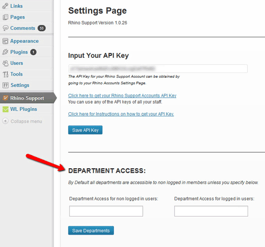 Visitors to your site can submit tickets to the departments that you configure. You can give access to certain departments for visitors and different departments for users that are logged in to your WordPress site.