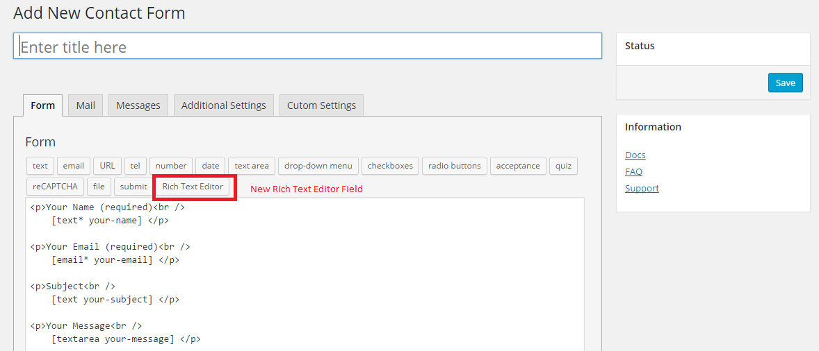 **Rich Text Editor Field**